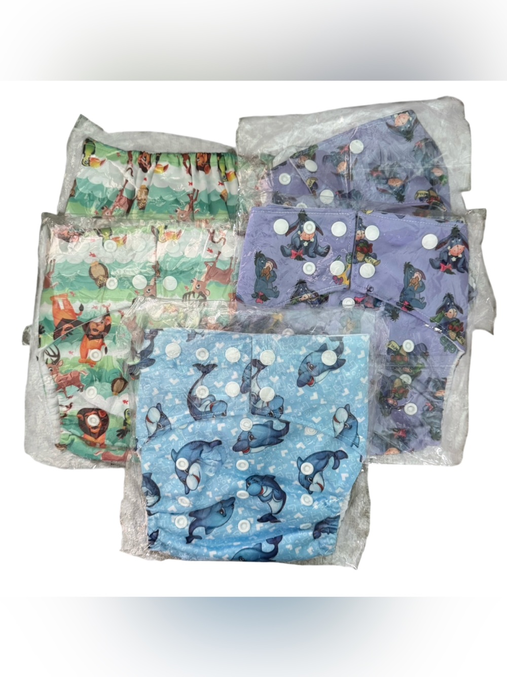 Reusable Cloth Diapers Lot Of 5 Adjustable Snaps No Inserts NEW